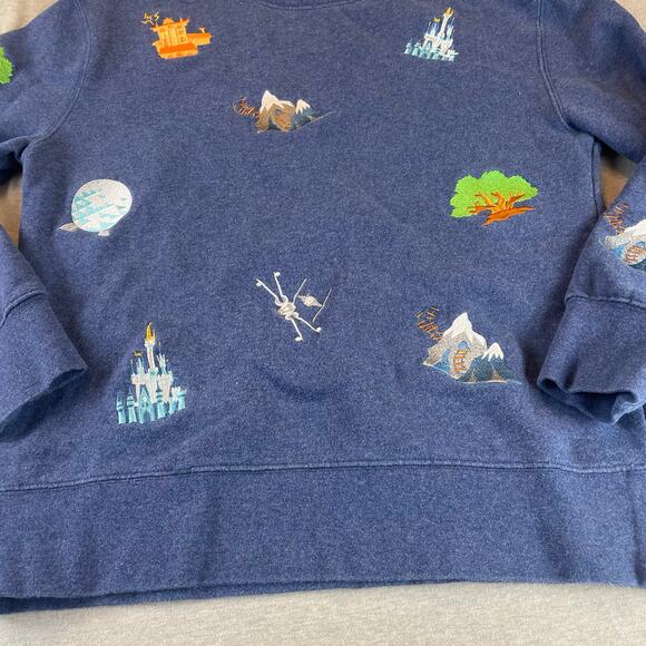 Walt Disney World Embroidered Icons Sweatshirt S Small Blue - Picture 6 of 11
